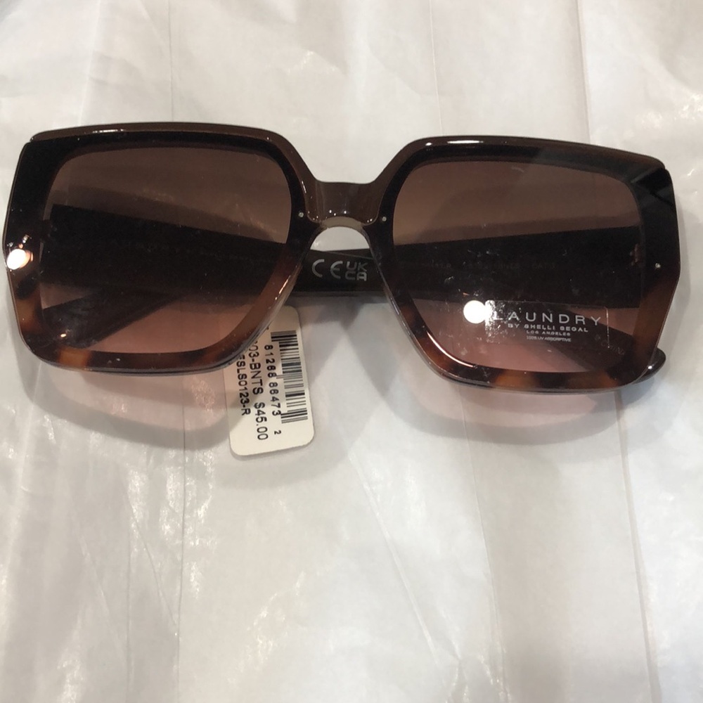Laundry by Shelli Segal LS303 brown multi oversized square sunglasses new